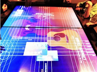 visual electronic interactive musical instruments on screen on top of a table