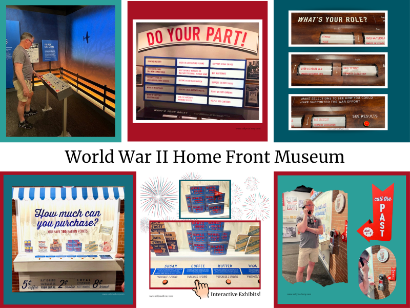 Shows four exhibits at the World War II Home Front Museum.