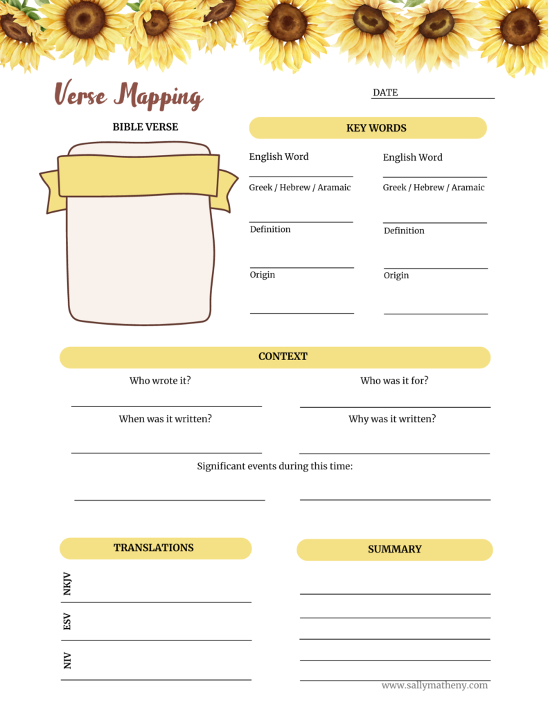 Sunflowers Verse Mapping Document