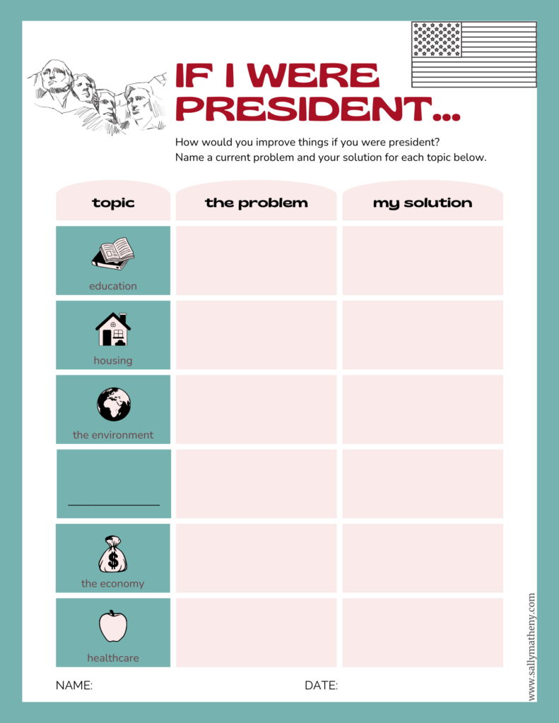 "If I Were President" Activity Sheet